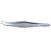 Arruga Curved Capsule Forceps, Serrated Handle With Polished Finish, 50 Degree Angled 2.5mm Cups, 10mm From Angled To Tip, And Overall Length Of 4 1/4" (106mm)  